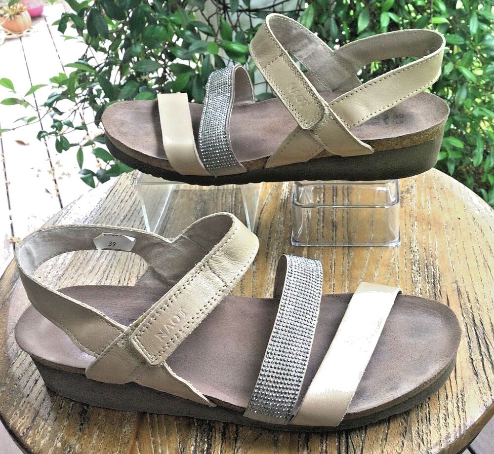 Naot Krista Sandals Size 39 US 8 Satin Gold Leather Womens Strappy Adjustable
